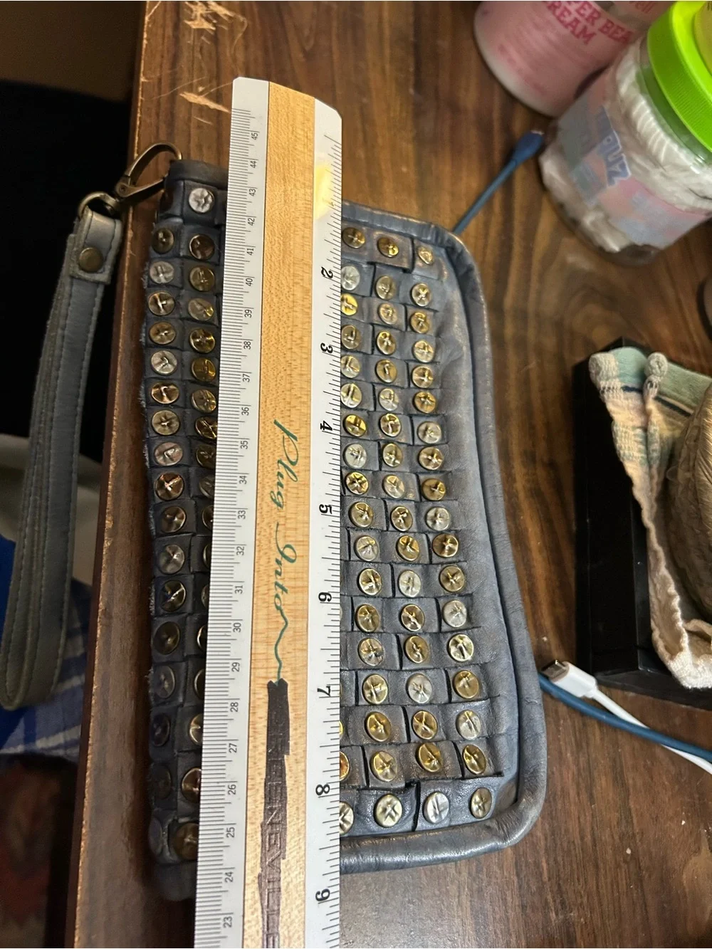 Zip-Around Leather Wallet in Slate Blue